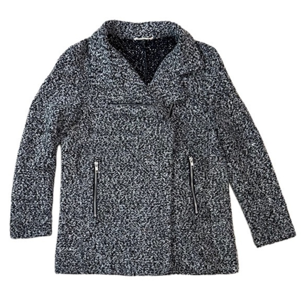 Elodie Boucle Moto Jacket Salt And Pepper Black White‎ Womens Medium